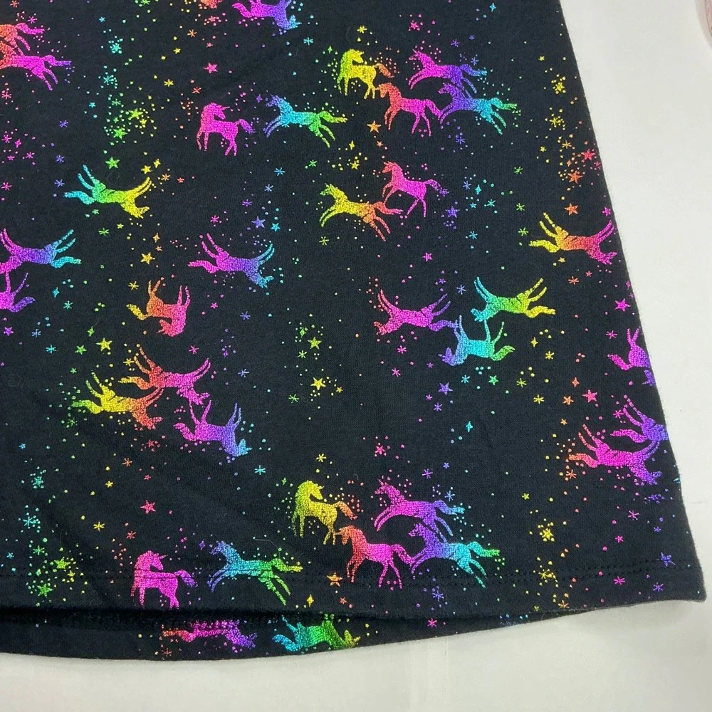 Jumping Beans Black Dress Girls 8 Rainbow Glitter Unicorn Fleece All Day Play